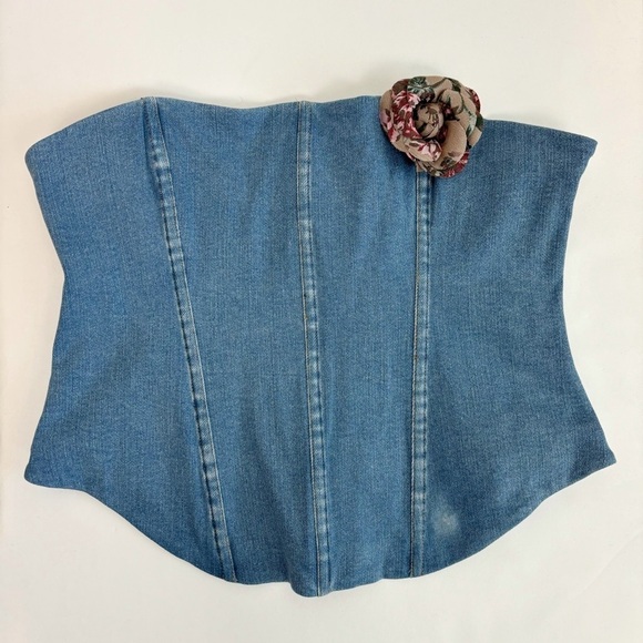 MAJORELLE Luda Bustier Top in Washed Blue Size XL - Picture 3 of 9